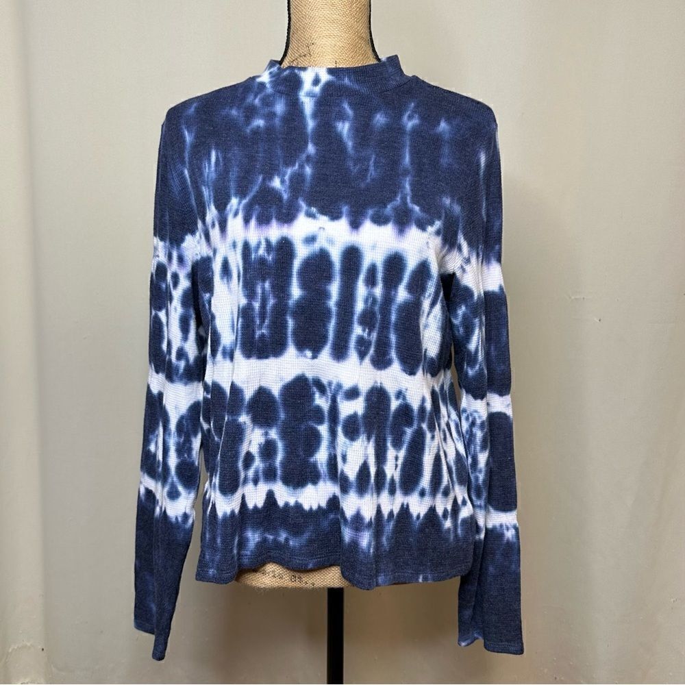American Eagle Blue Tie Dye Mock neck Top